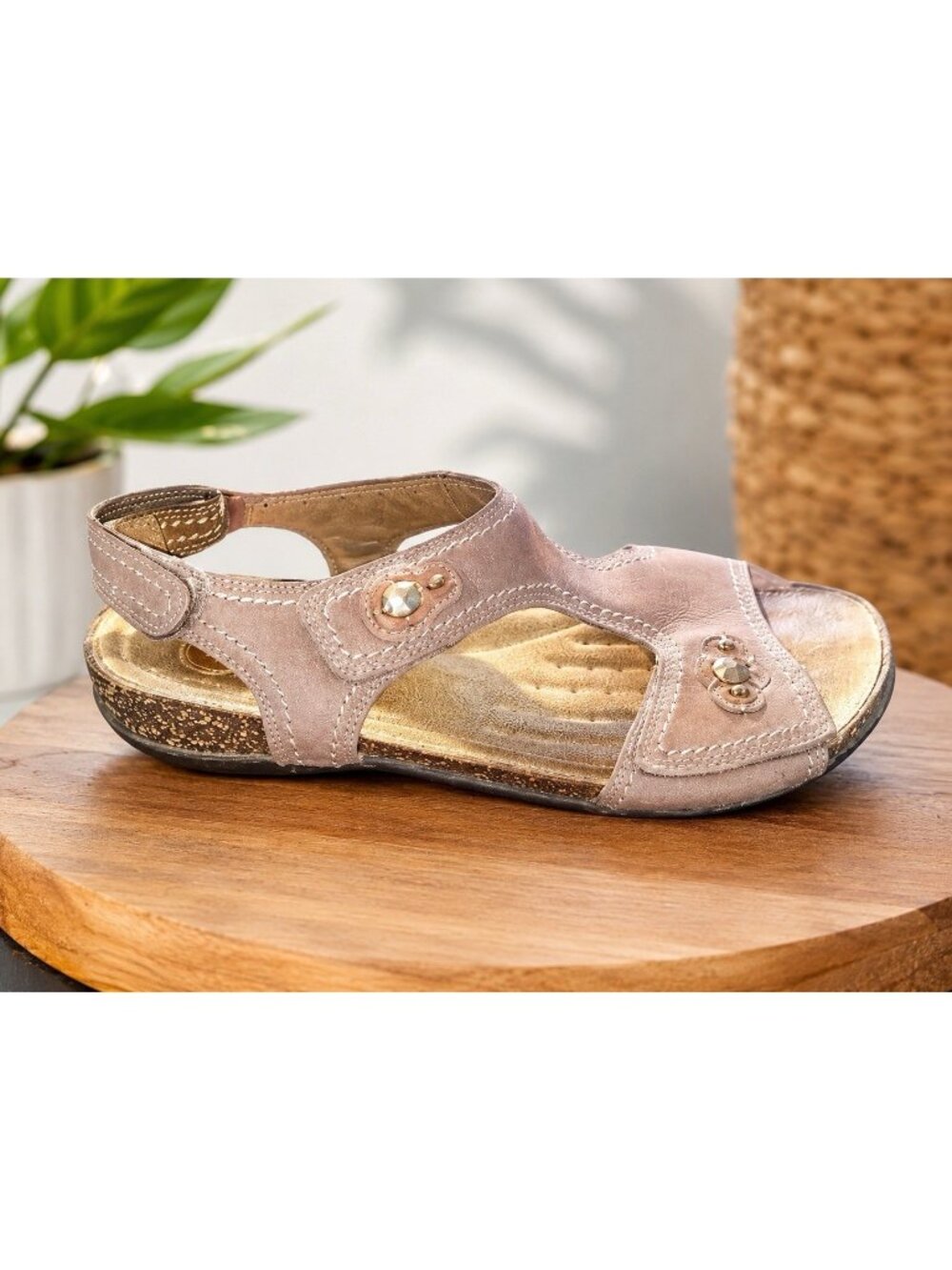 Clarks Unstructured Sandals Women's Slingback Metallic Beige Comfort Open Toe 10